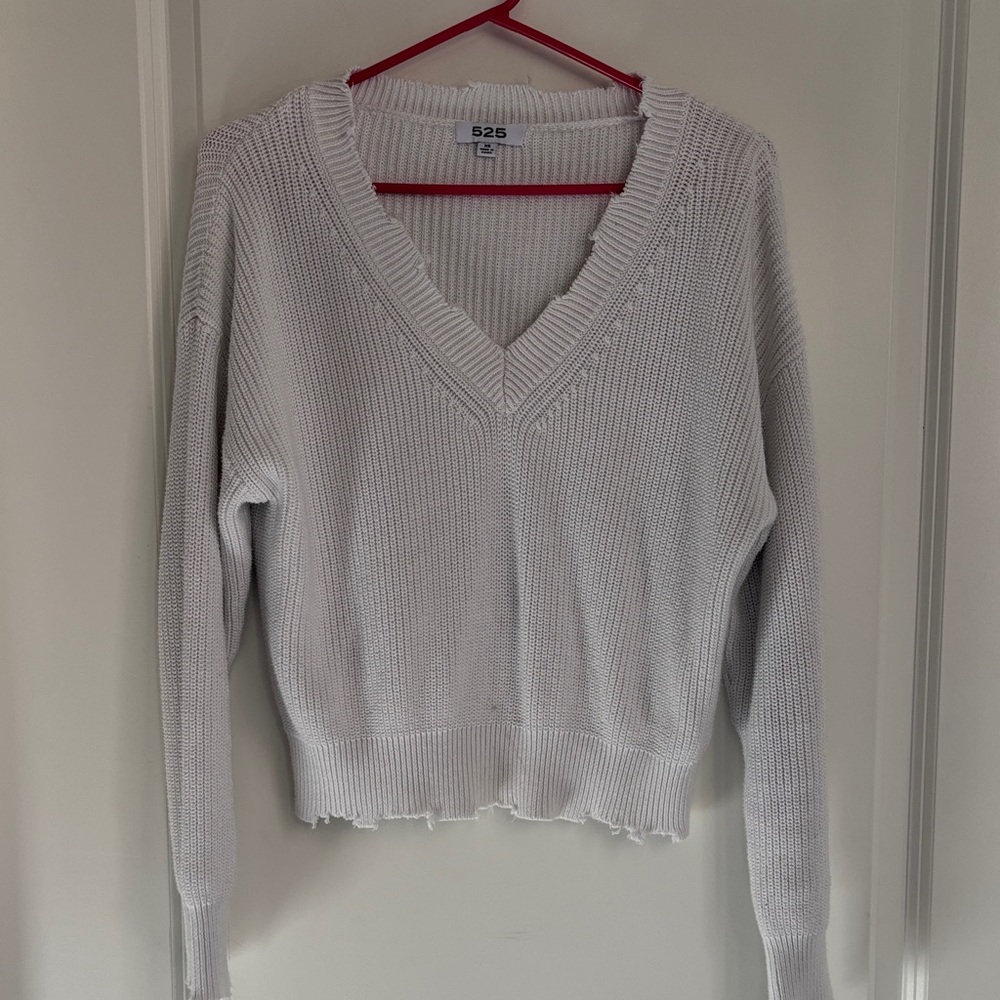 525 America Women's V-Neck Sweater in White